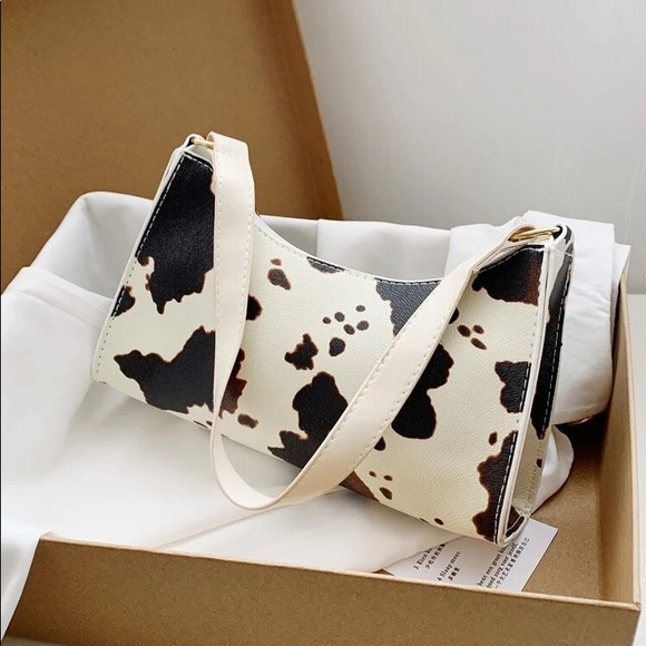 Cow Print Baguette Bag - Picture 2 of 8